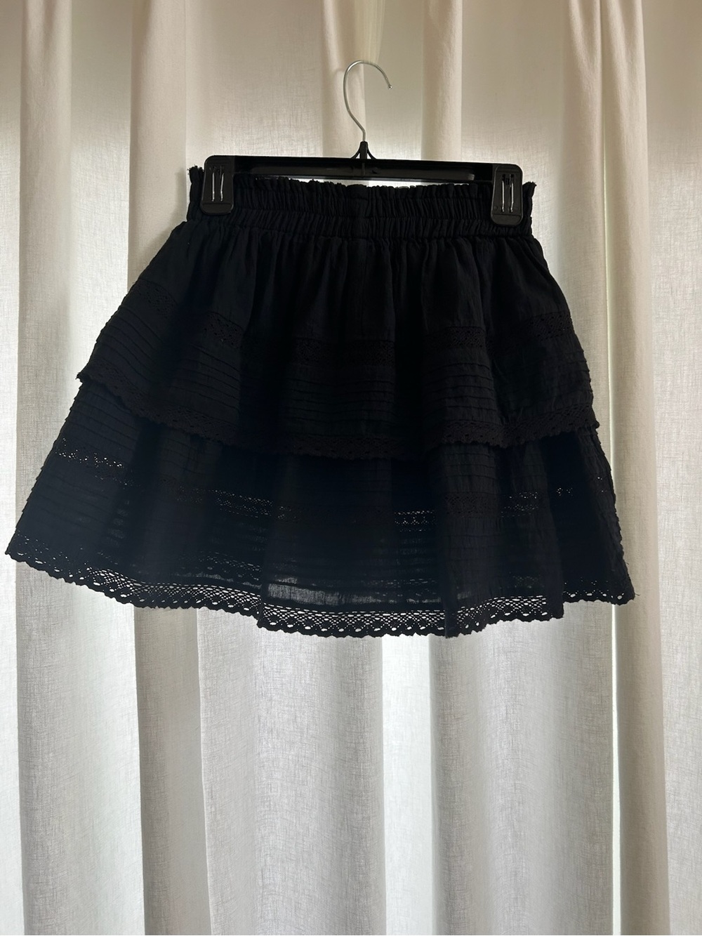 Black Day + Moon Tiered Lace-Trim Mini Skirt - Picture 3 of 3